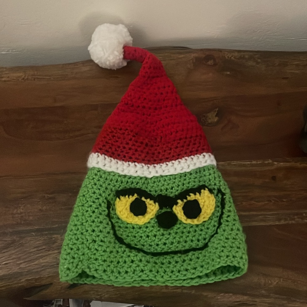 Handmade Crochet Grinch Christmas Hat | Kids Holiday Beanie | One of a Kind